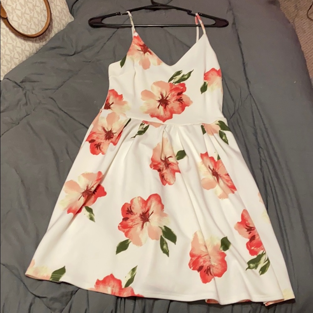 White Flower sun dress thin strapped